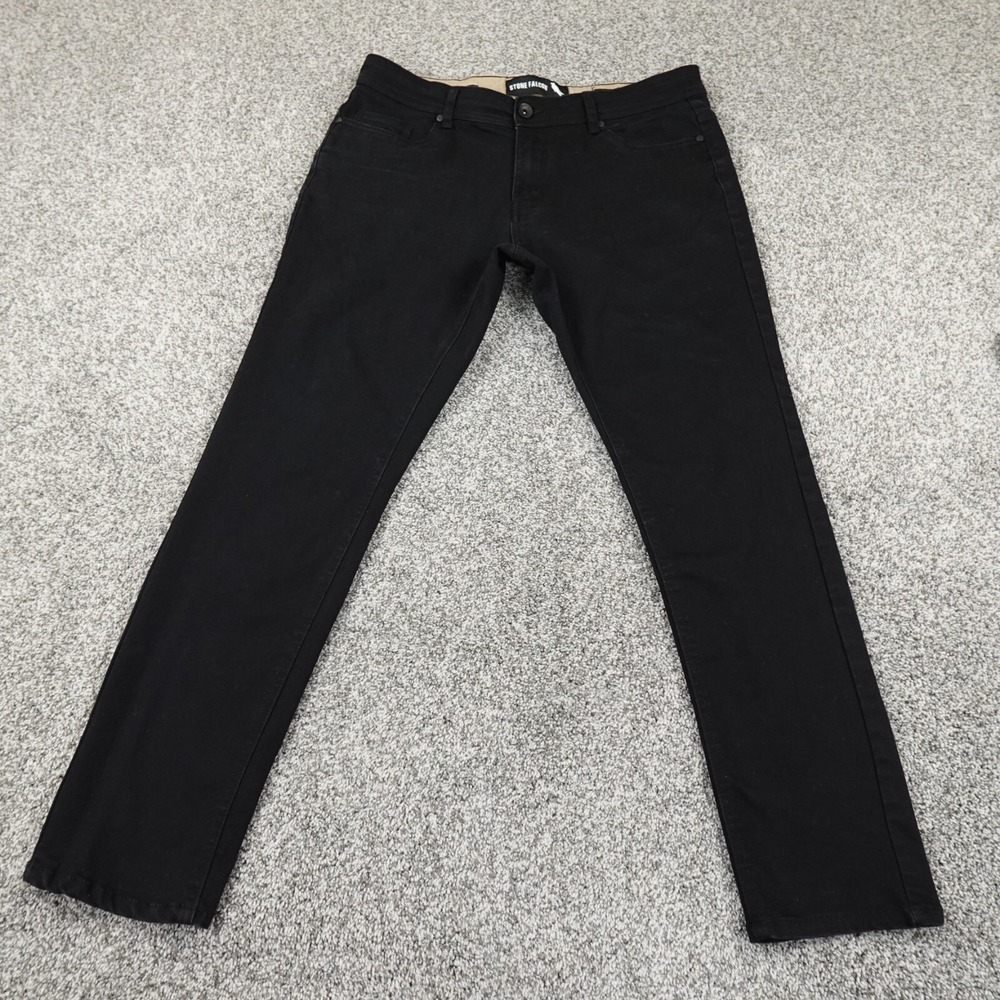 Stone‎ Falcon Jeans Mens 36X32 Dark Black Chino Pants Slim Straight Stretch Flex